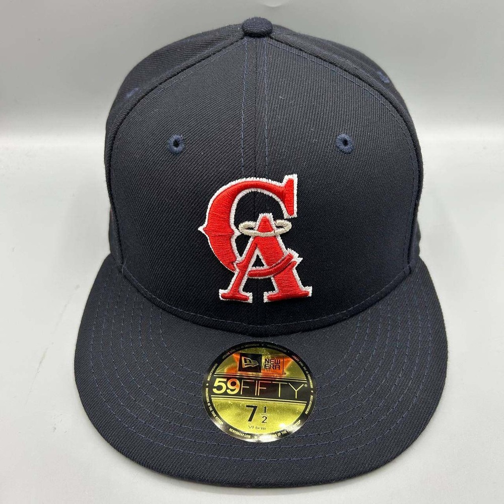 Los Angeles LA Angels MLB Hat Men 7 1/2 Navy Blue 59Fifty New Era Fitted Cap